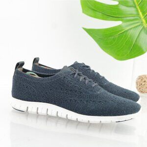 Cole Haan Womens Zerogrand Oxford Sneakers Size 8 Navy Blue Knit Wingtip Shoes